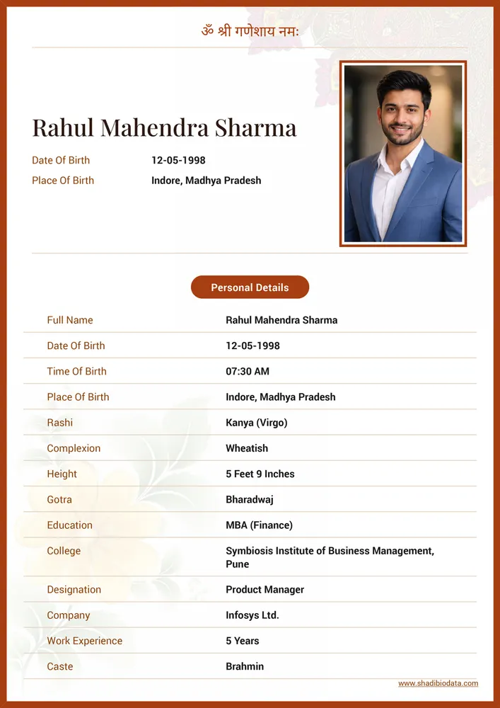Basic Template — biodata design preview