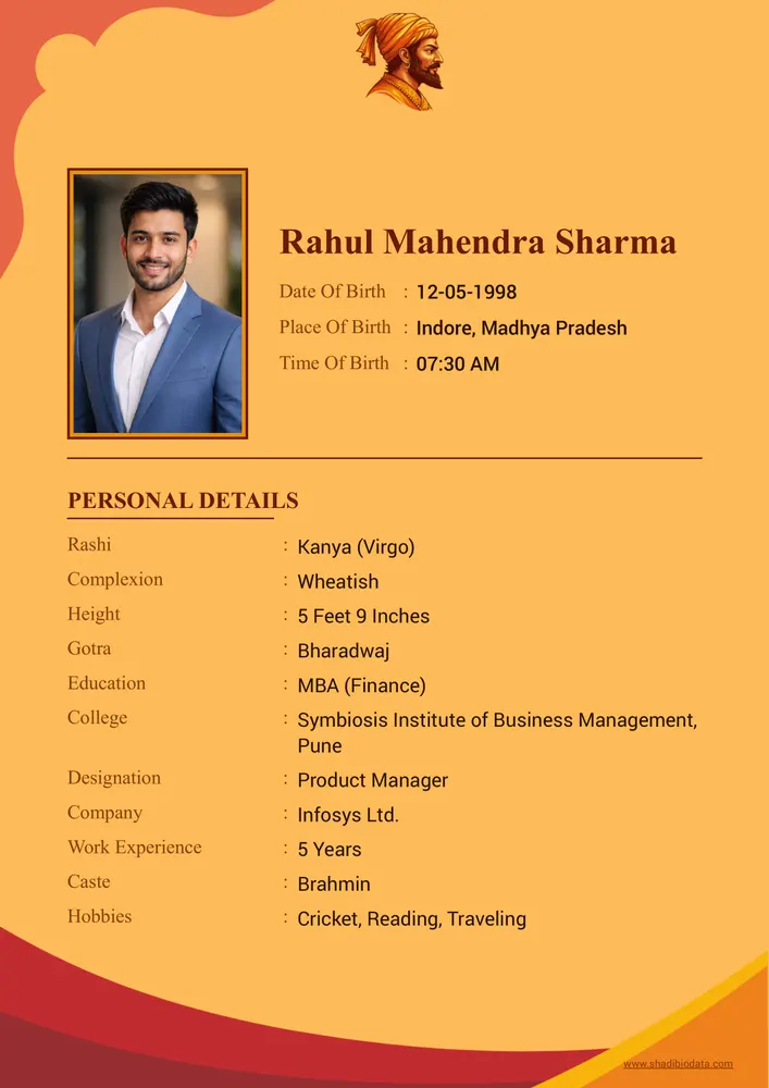 Saffron Warrior — biodata design preview