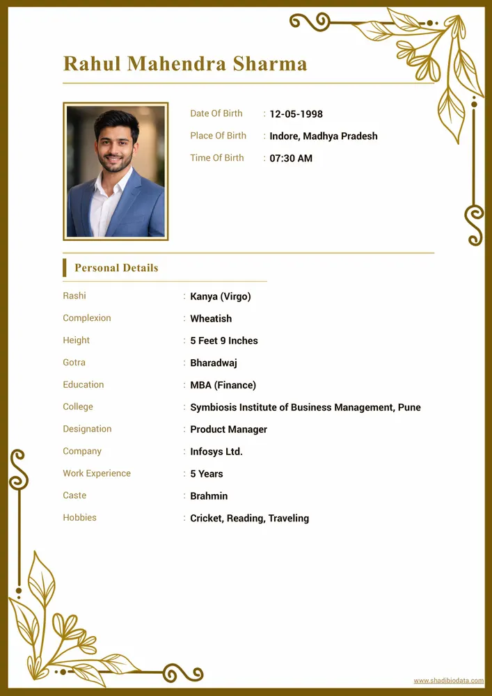 White Gold Leaf — biodata design preview