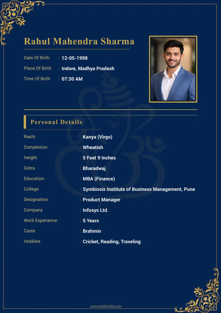 Navy Regal — biodata design preview
