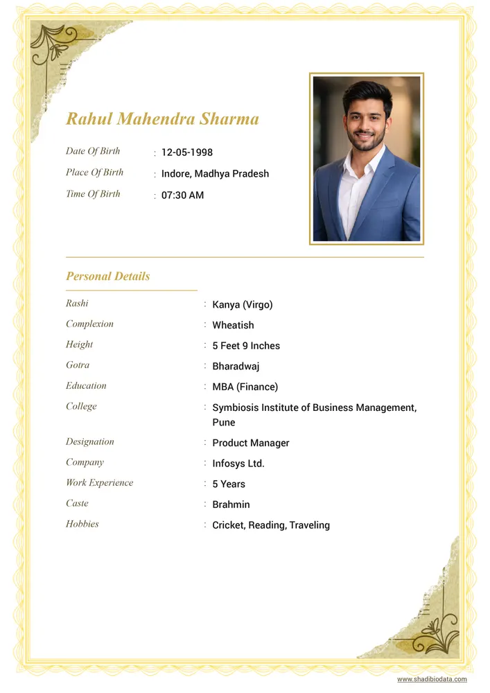 Ivory Gold Elegance — biodata design preview