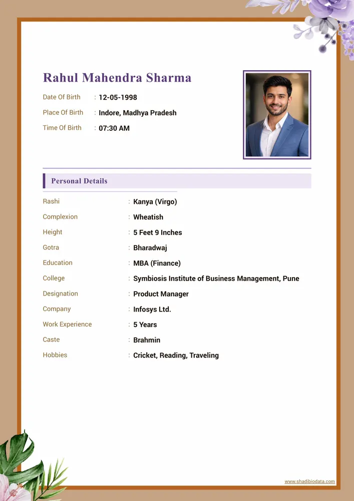 Lavender Bloom — biodata design preview