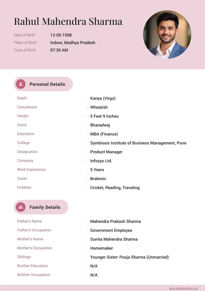 Rose Elegance — biodata design preview